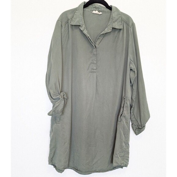 FAT FACE Shirt Dress Women Plus Size 16 Green Harper Cord Pockets Comfort Casual - Picture 2 of 12